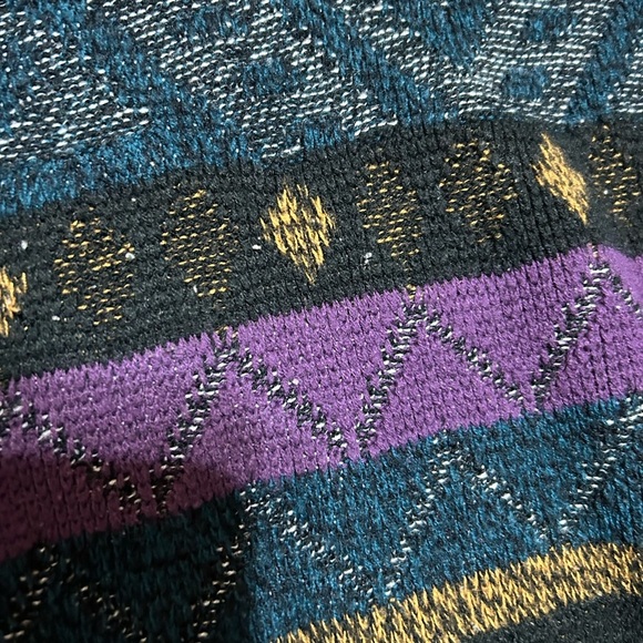 VTG Stefano Colorful Geometric Pattern Sweater Adult XL Black Purple Retro - Picture 5 of 11